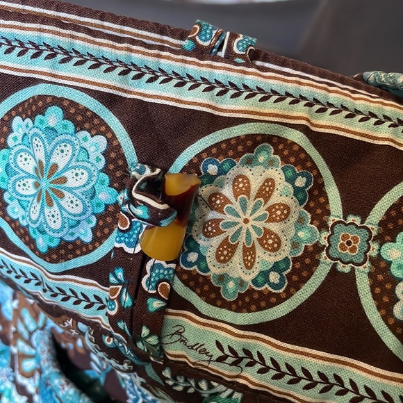 RARE VINTAGE Vera Bradley Large Toggle Tote Java Blue Retired Pattern - Picture 7 of 9